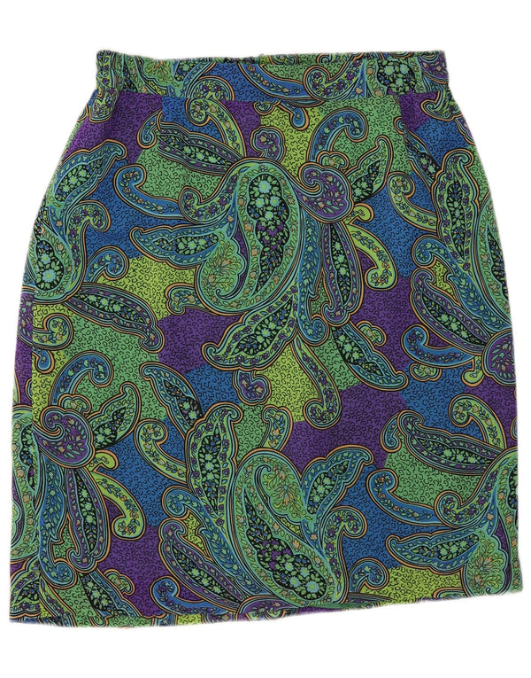 Vintage Damen Bleistiftrock IT 44 Medium W34 Grün Paisley Polyester