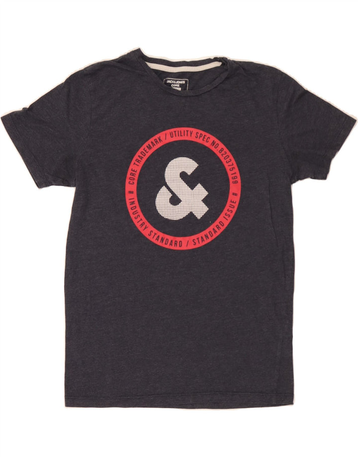 JACK & JONES Mens Regular Fit Graphic T-Shirt Top Medium Navy Blue Cotton Vintage Jack & Jones and Second-Hand Jack & Jones from Messina Hembry 