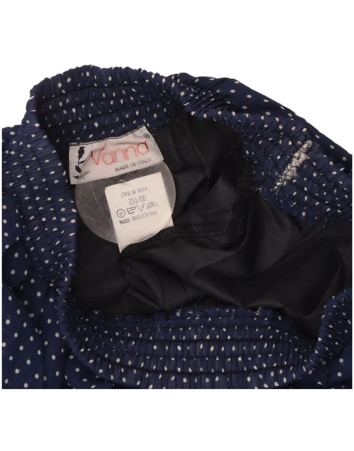 Vintage Damen Faltenrock W26 Klein Marineblau Polka Dot Polyester