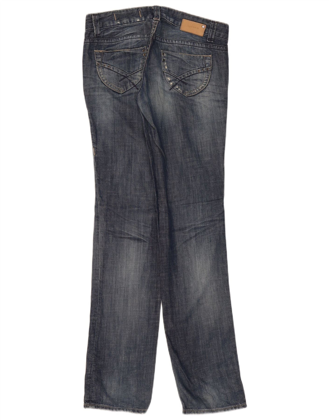 Gas Damen Distressed Straight Jeans W27 L34 Blaue Baumwolle