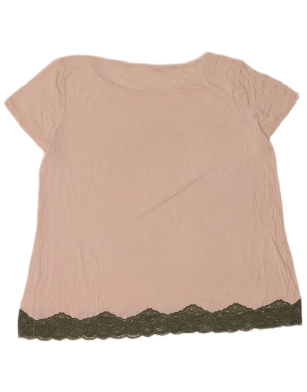 Benetton Damen T-Shirt Top UK 14 Large Pink Floral