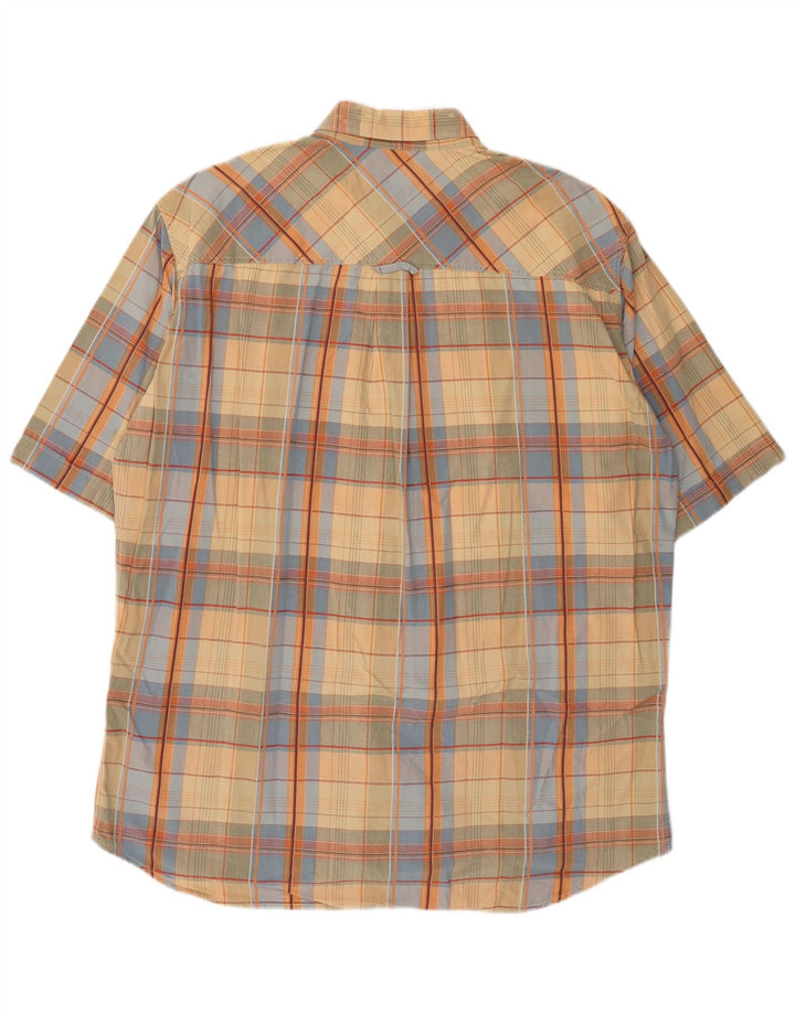 Marlboro Classics Herren Kurzarmhemd XL Beige kariert Baumwolle
