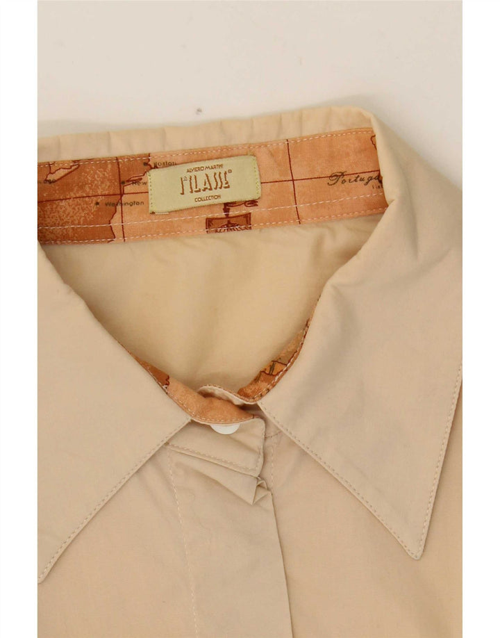 ALVIERO MARTINI Damenhemd UK 16 Large Beige Baumwolle