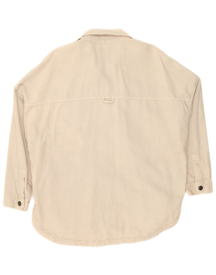 Übergroßes Jeanshemd von Zara für Damen, UK 10, Größe S, Beige, Baumwolle