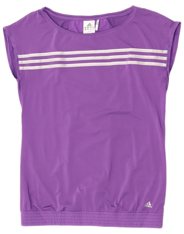 Adidas Damen Grafik T-Shirt Top UK 16 Large Lila Polyester Sport