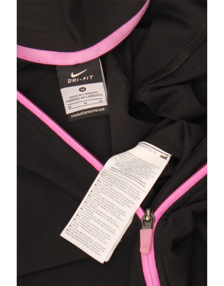 Nike Damen Dri Fit Trainingsanzug Top Jacke UK 12 Medium Schwarz Polyester