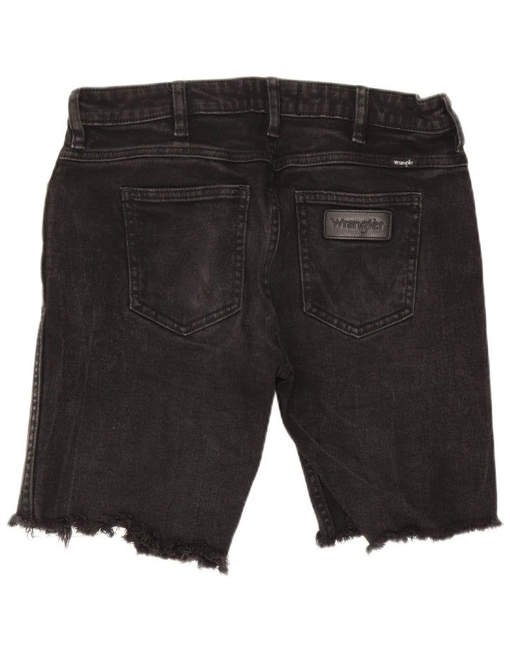 Wrangler Damen Distressed Denim Shorts W30 Mittelschwarze Baumwolle