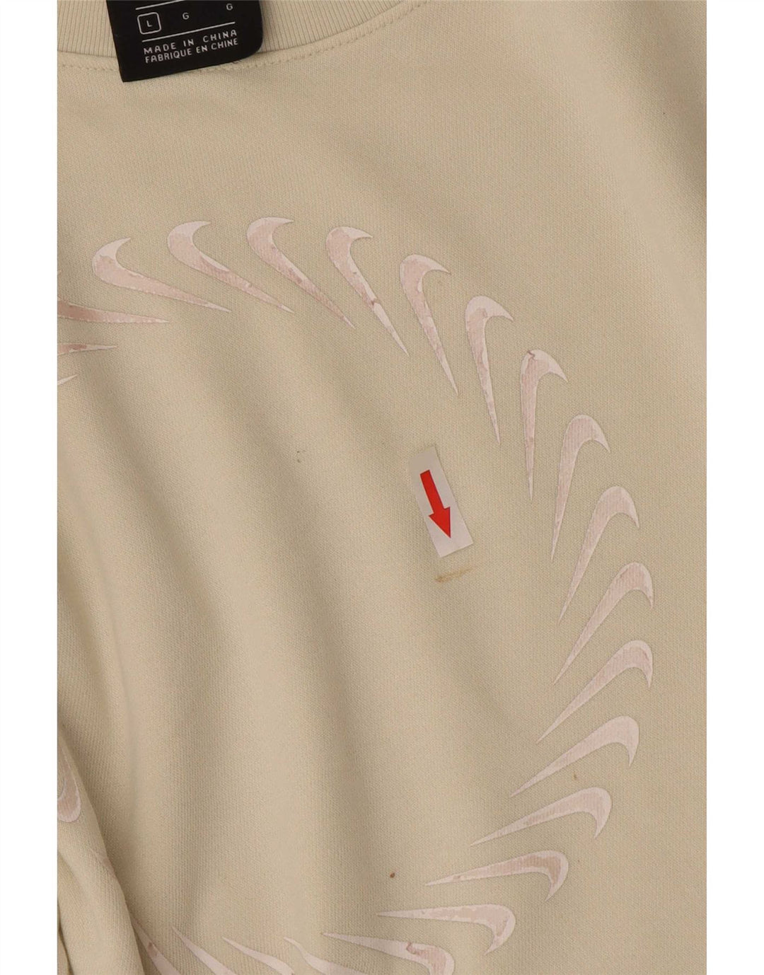 Nike Womens Graphic Oversized Sweatshirt Pullover UK 16 Large Beige Baumwolle