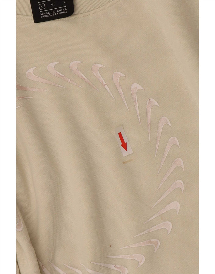 Nike Womens Graphic Oversized Sweatshirt Pullover UK 16 Large Beige Baumwolle