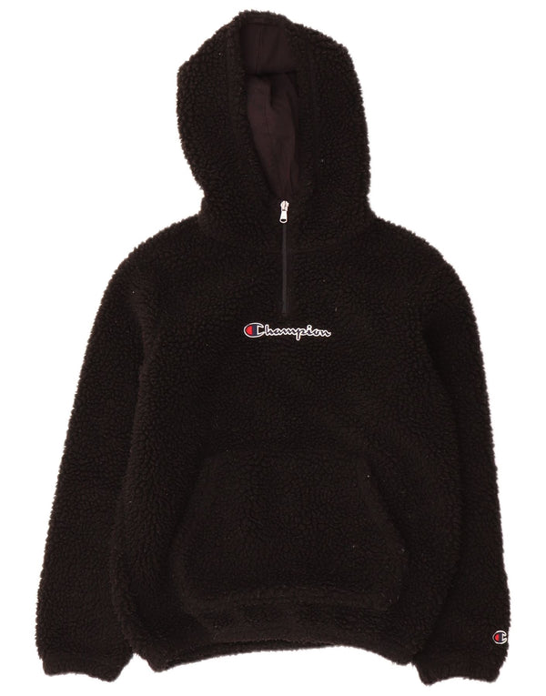 Champion Jungen-Fleecepullover mit grafischer Kapuze, 11–12 Jahre, Größe L, Schwarz