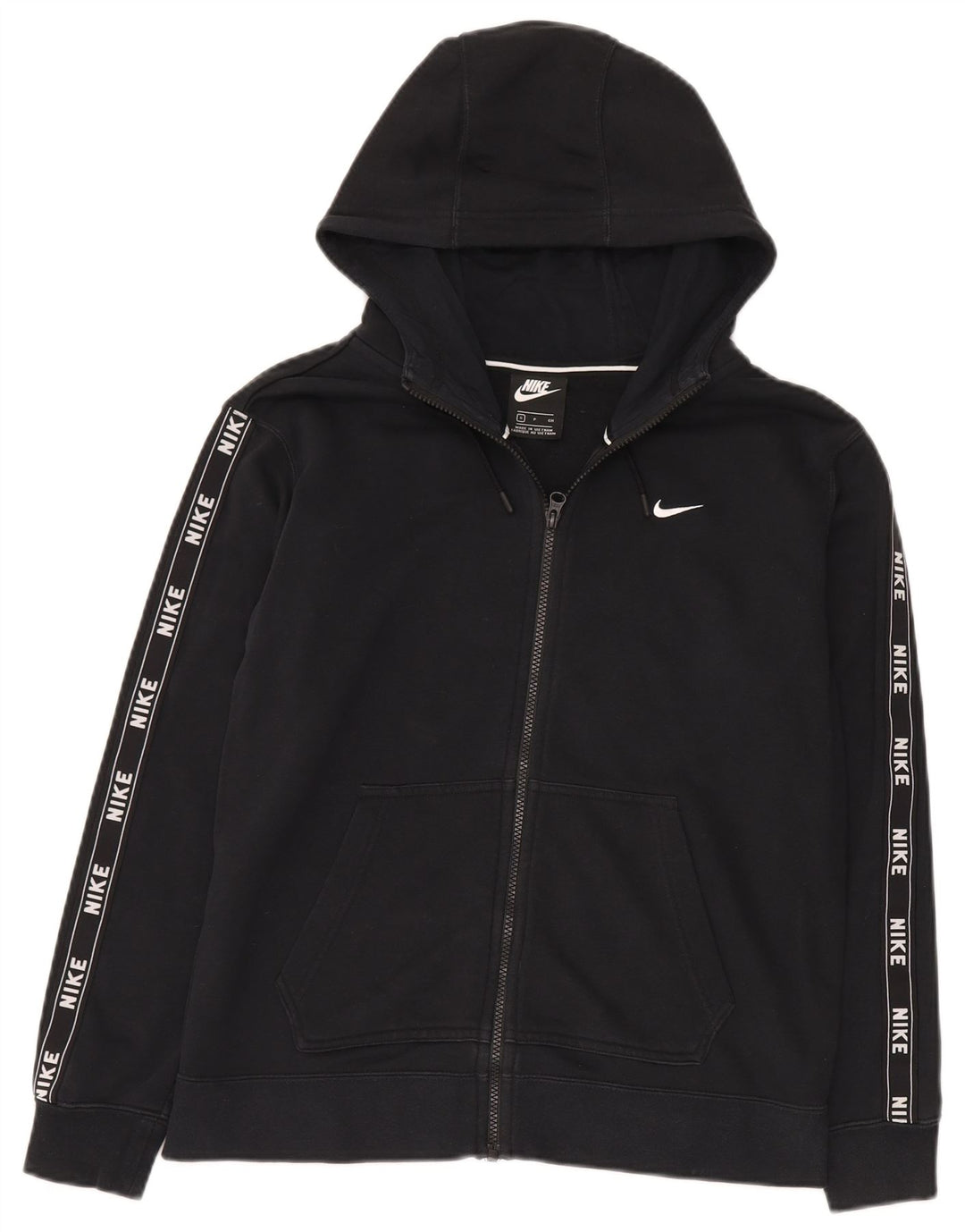 Nike Herren-Kapuzenpullover mit grafischem Reißverschluss, Größe S, Schwarz, Baumwolle