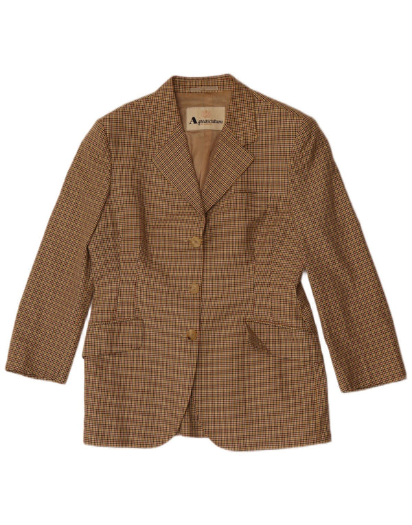 Aquascutum Damen 2-teiliger Anzug mit 3 Knöpfen, IT 46, Größe L, W32, L28, beige kariert