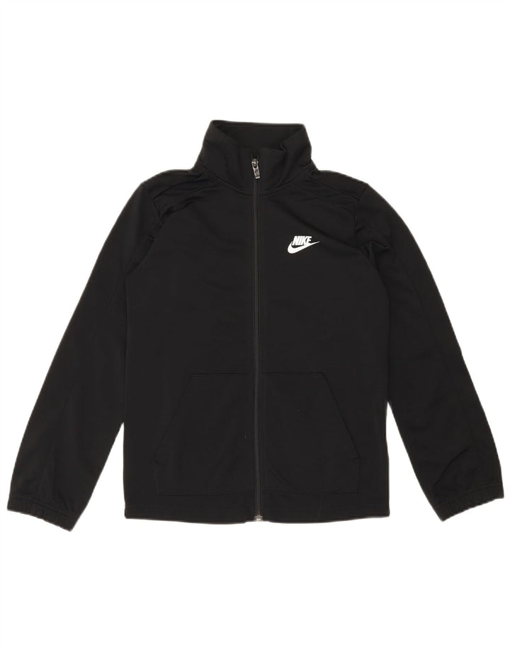 NIKE Boys Standard Graphic Tracksuit Top Jacket 10-11 Years Medium Black