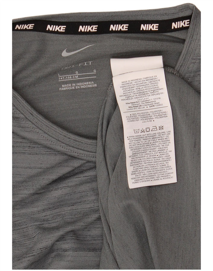 NIKE Dri Fit T-Shirt für Jungen, 12–13 Jahre, groß, grau gestreift, Polyester