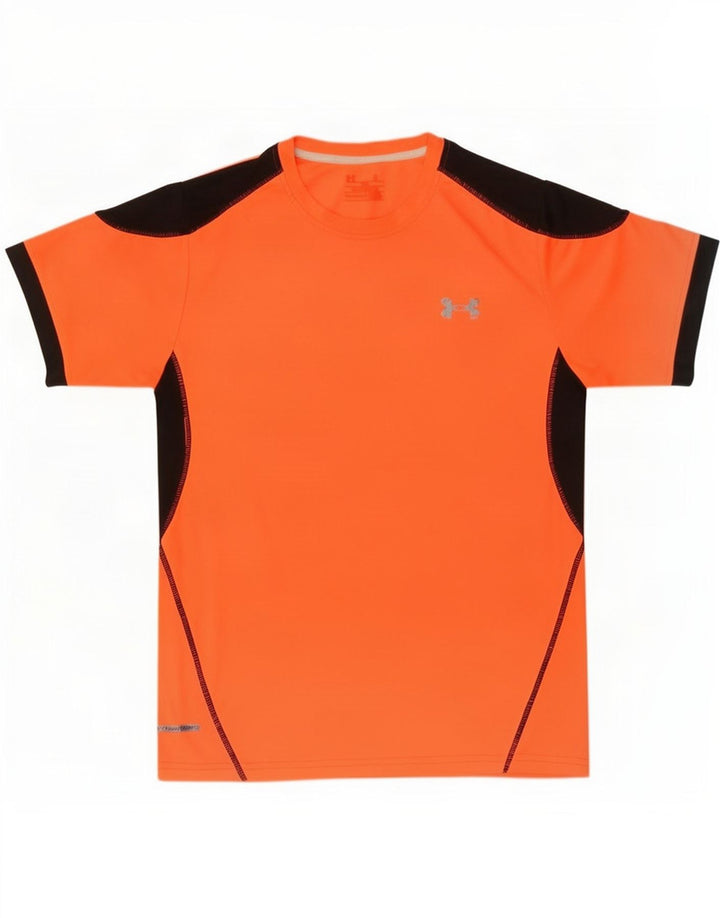 Under Armour Herren-T-Shirt-Oberteil aus mittelorangefarbenem Colourblock-Polyester