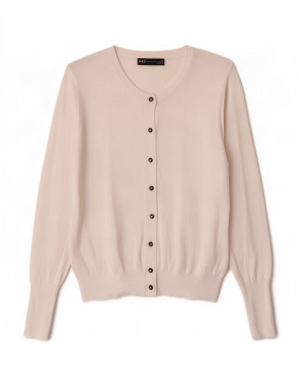 Marks & Spencer Damen-Cardigan-Pullover UK 12 Mittelweiße Viskose