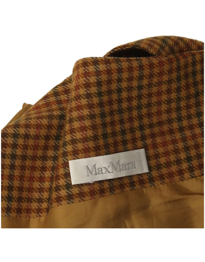 Max Mara Damen-Blazer mit 1 Knopf, UK 14, Mittelbraun mit Hahnentrittmuster