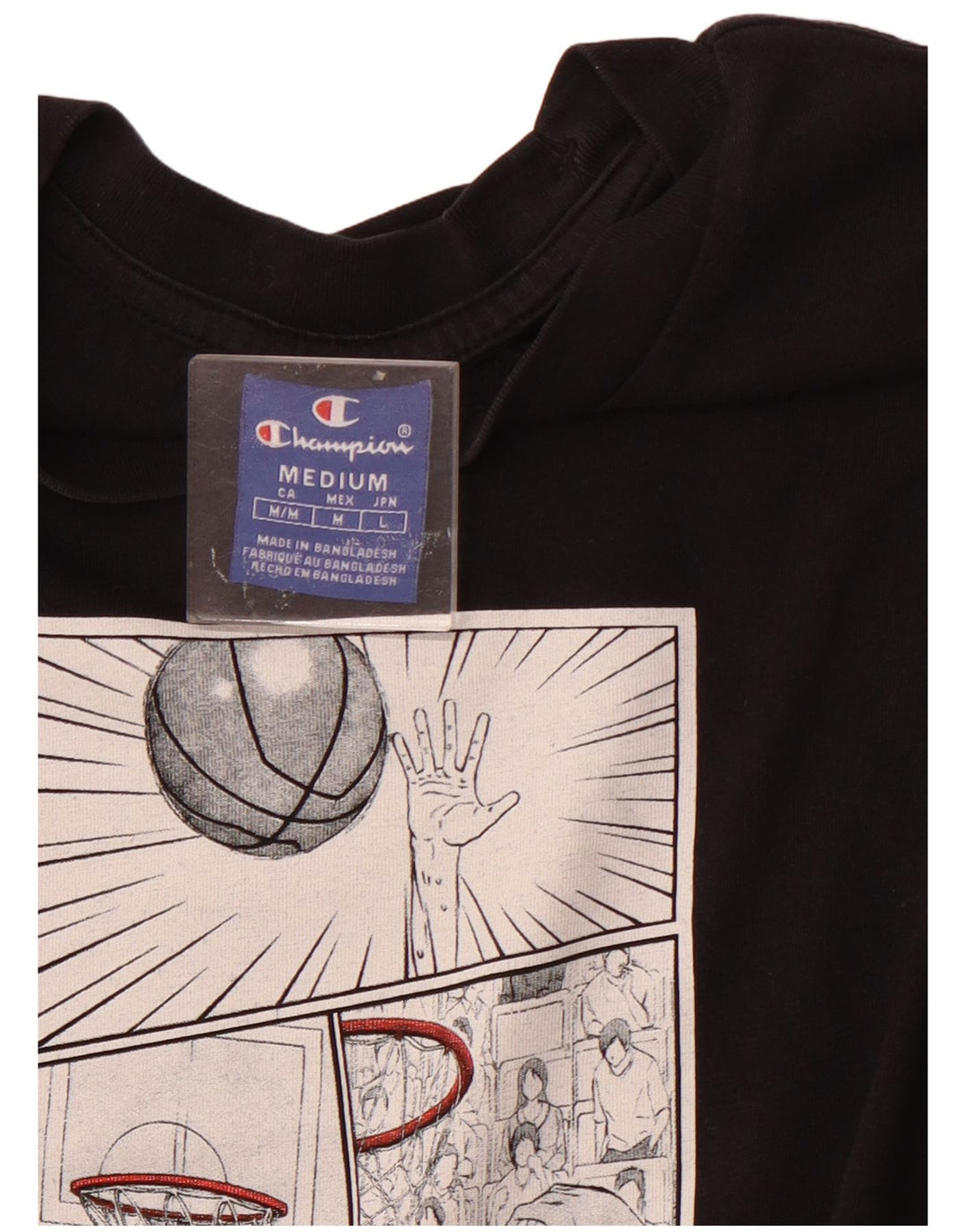 CHAMPION Herren-T-Shirt mit Grafik, mittelgroß, Schwarz