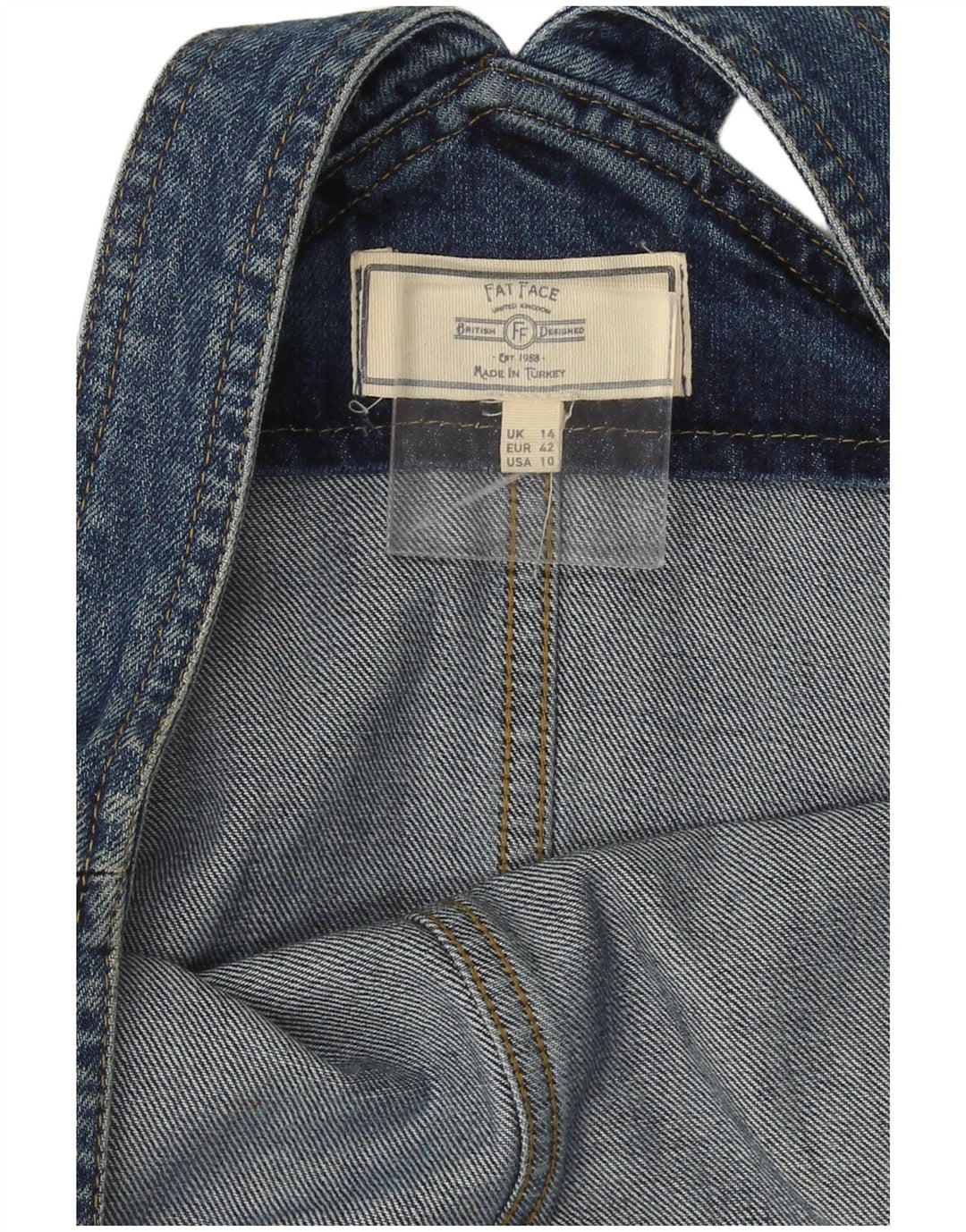 Fat Face Denim-Latzhosenkleid für Damen, Größe 44, Blau