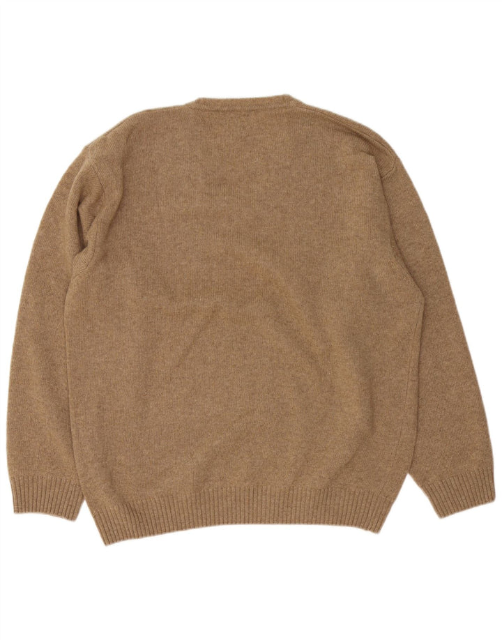 Sergio Tacchini Herren-Pullover mit V-Ausschnitt, große braune Wolle