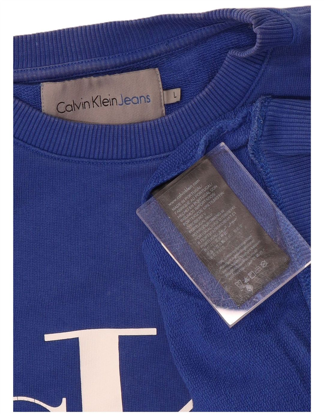 CALVIN KLEIN JEANS Herren-Sweatshirt mit Grafik, Größe L, Blau, Baumwolle