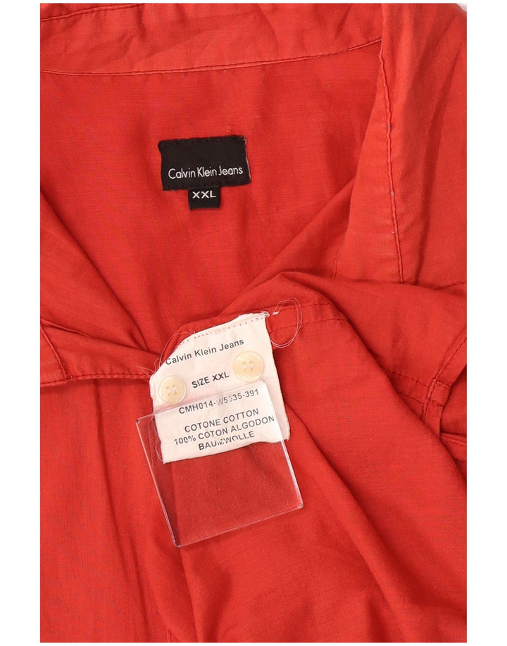 Calvin Klein Jeans Herrenhemd 2XL rote Baumwolle