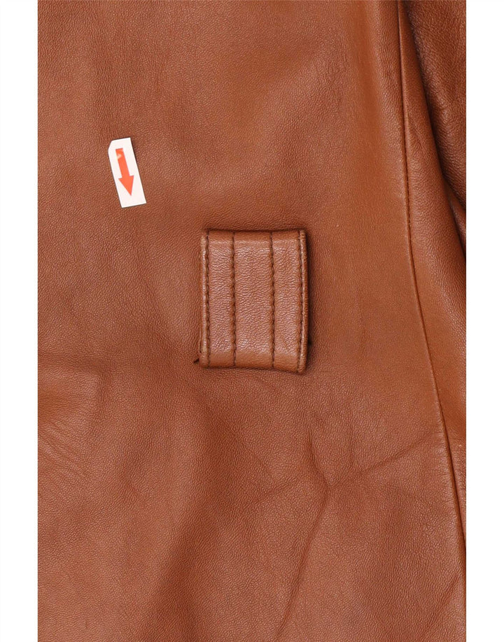 Vintage Damen 3-Knopf-Lederjacke UK 8 Small Brown