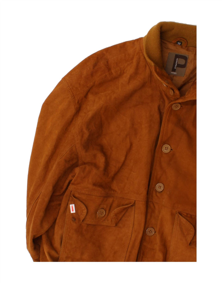 CONBIPEL Mens Suede Bomber Jacket IT 50 Large Brown Leather Vintage Conbipel and Second-Hand Conbipel from Messina Hembry 