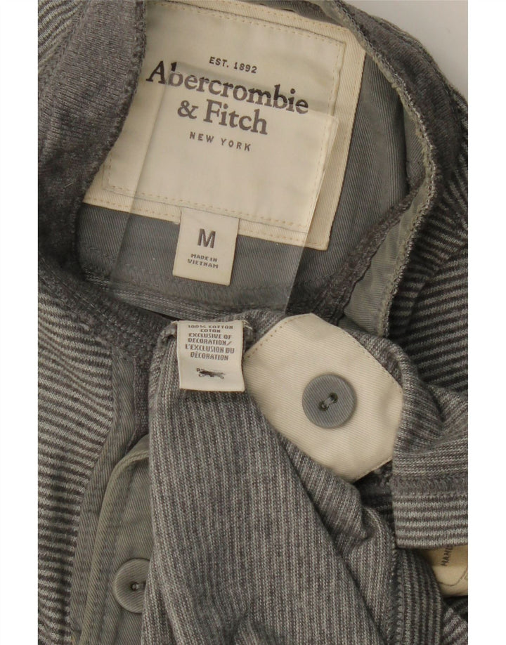 ABERCROMBIE & FITCH Herren-Poloshirt aus mittelgrauer Nadelstreifen-Baumwolle