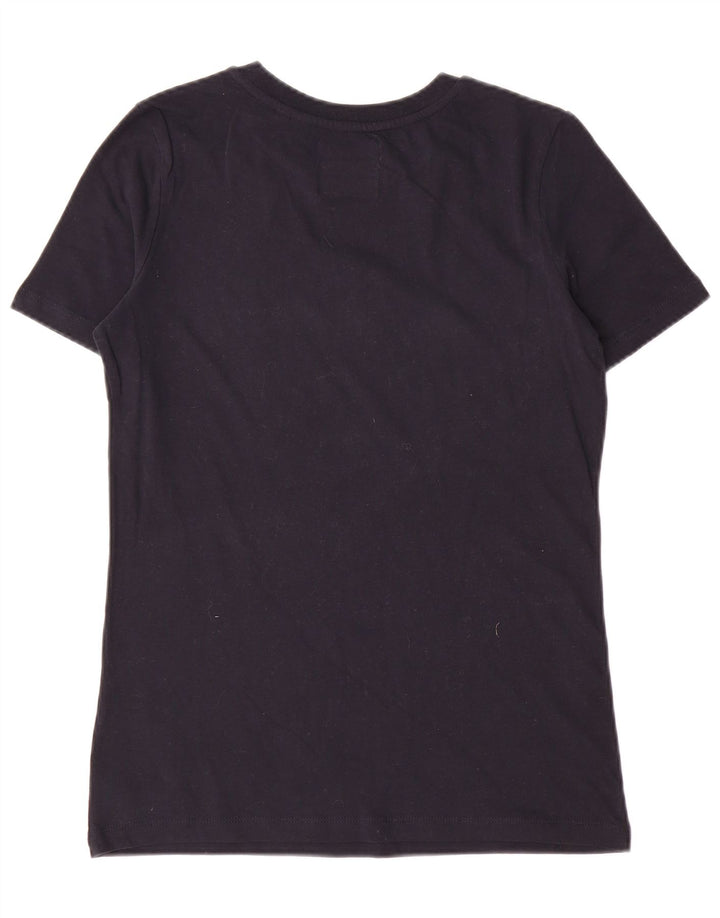 SUPERDRY Damen T-Shirt Top UK 8 Small Schwarz Baumwolle