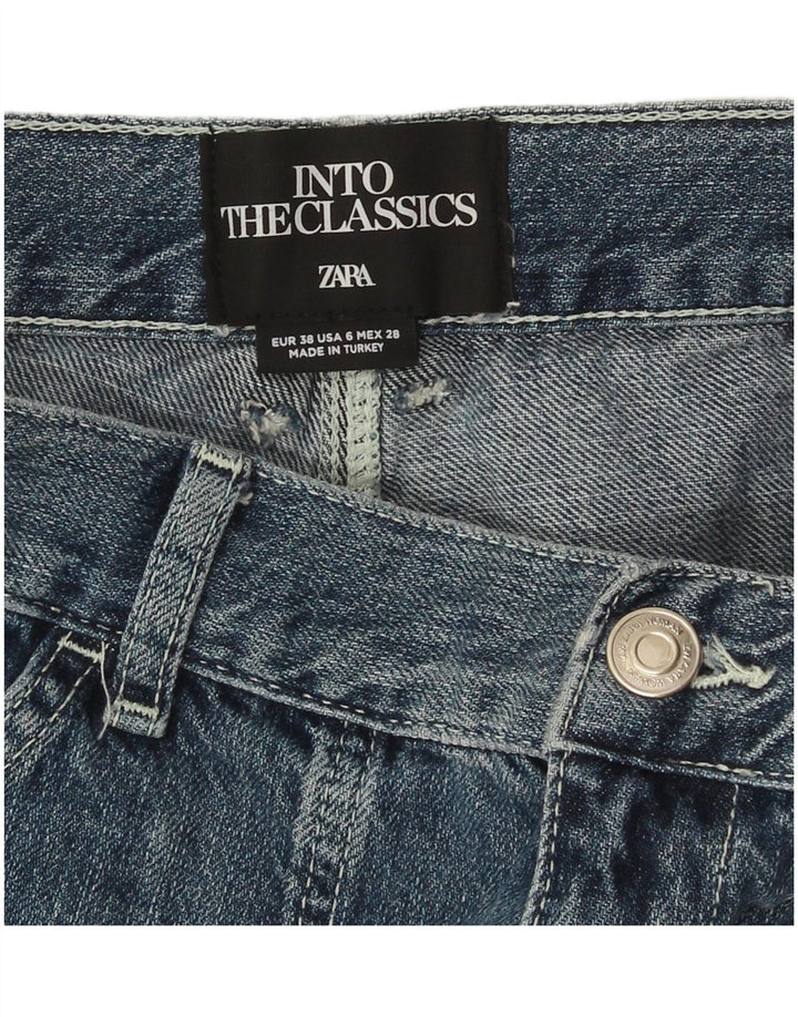 Zara Damen Carpenter Straight Jeans EU 38 Small W28 L34 Blau