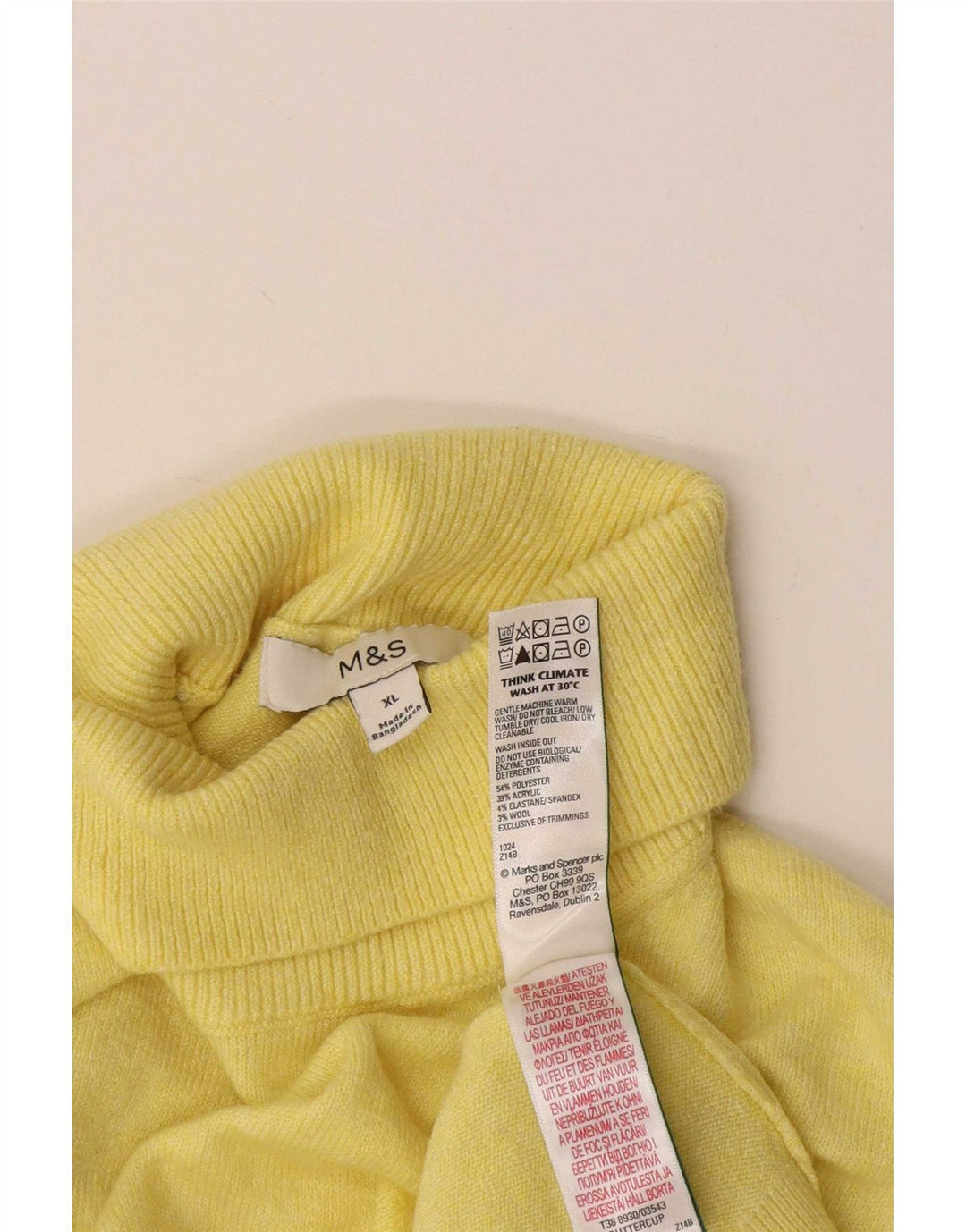 Marks & Spencer Damen Rollkragenpullover, UK 18, XL, Gelb, Polyester