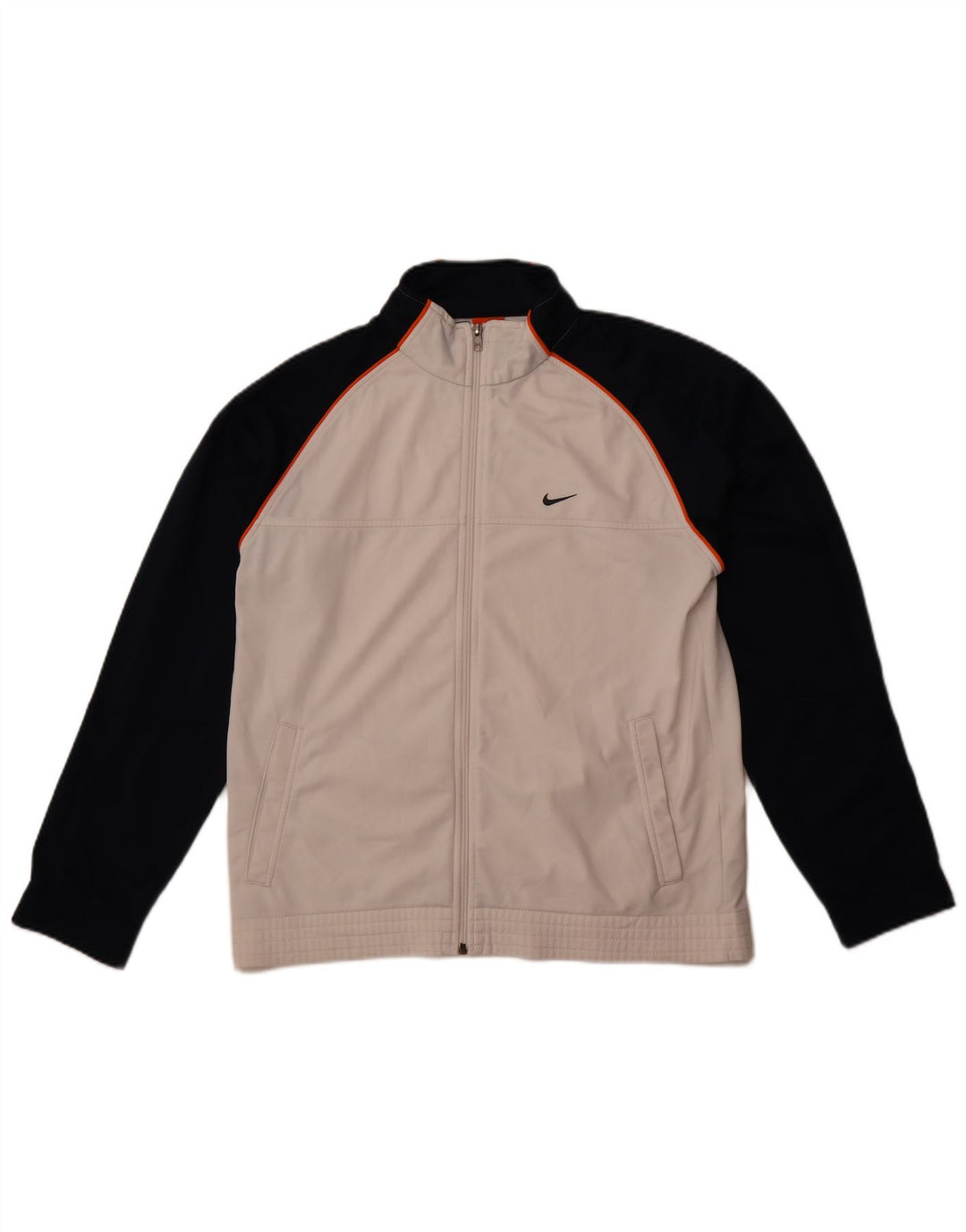 Nike Herren-Trainingsanzug-Oberteiljacke UK 38/40 Mittelweißes Colourblock-Polyester