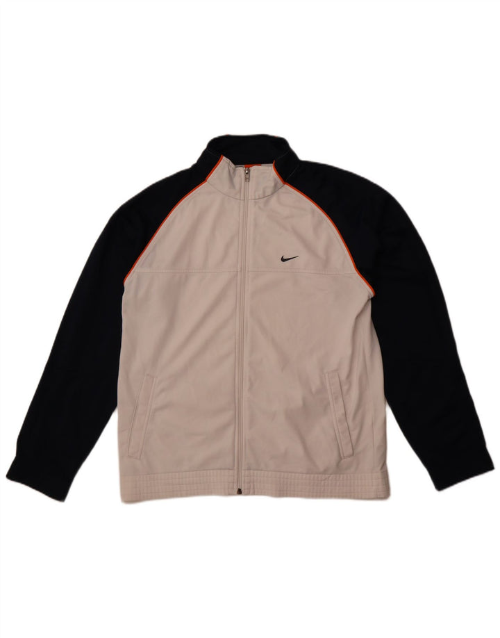 Nike Herren-Trainingsanzug-Oberteiljacke UK 38/40 Mittelweißes Colourblock-Polyester