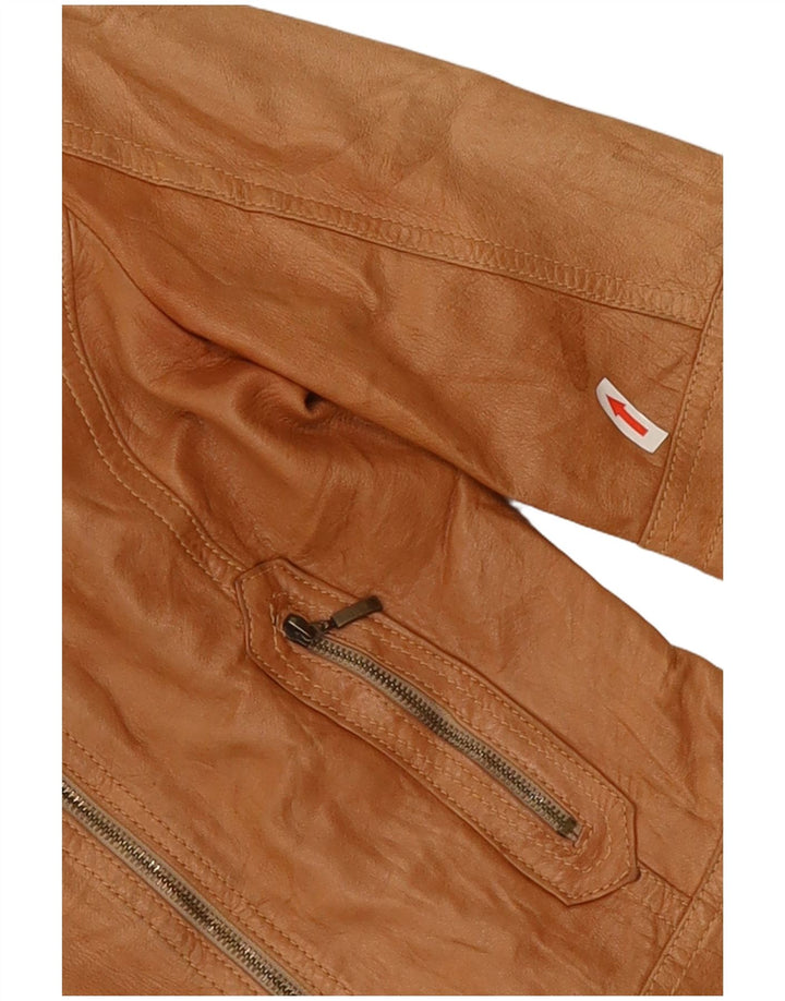 XETRA Damen Leder Bikerjacke UK 8 Small Beige
