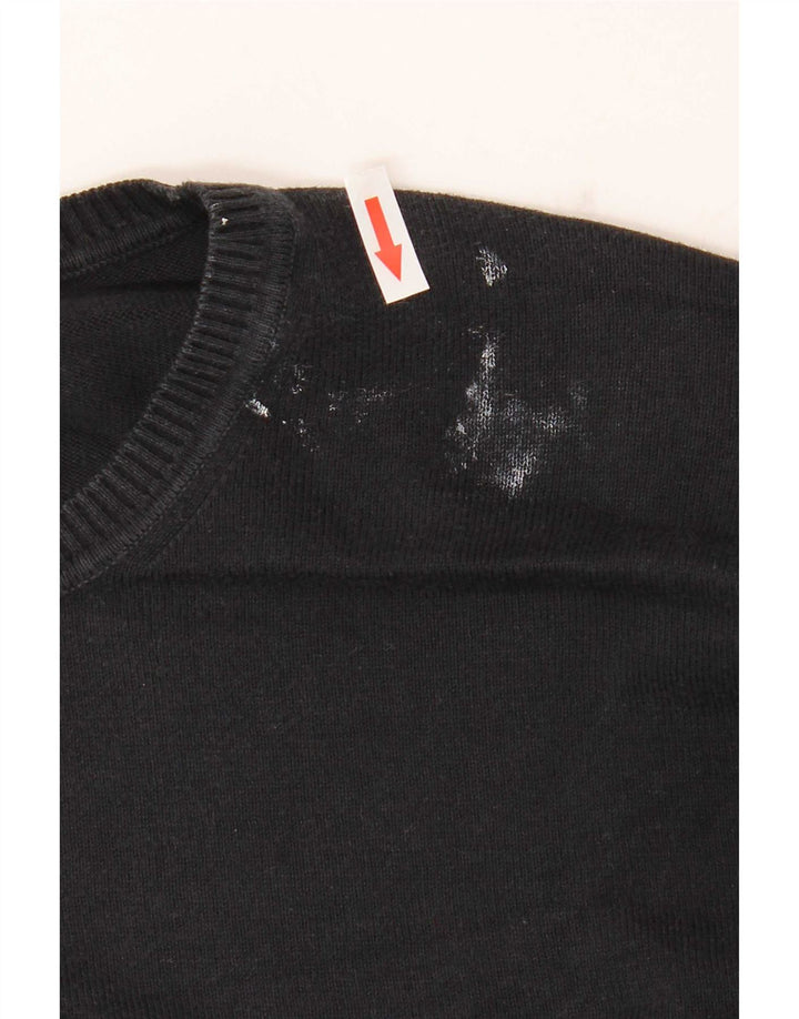 Benetton Herren-Pullover mit Rundhalsausschnitt, groß, Schwarz