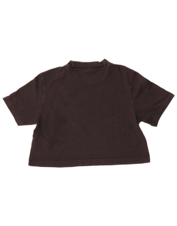 Adidas Damen Crop T-Shirt Top UK 12 Medium Schwarz Baumwolle