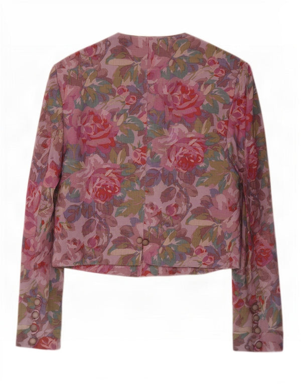 Oui Set Damen Blazer Jacke UK 10 Small Lila Blumen Acetat