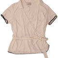 MARINA RINALDI Damen Wickelbluse mit kurzen Ärmeln, UK 14, Mittelweiß