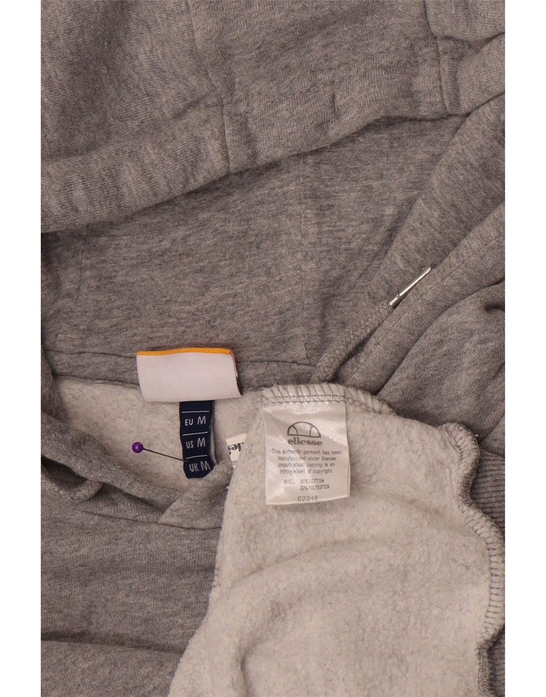 Ellesse Herren-Kapuzenpullover aus mittelgrau gesprenkelter Baumwolle