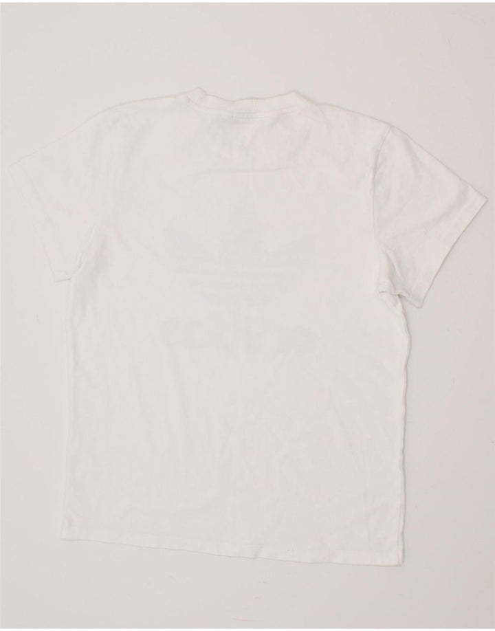 ADIDAS Womens Oversized Graphic T-Shirt Top UK 10 Small White Vintage Adidas and Second-Hand Adidas from Messina Hembry 
