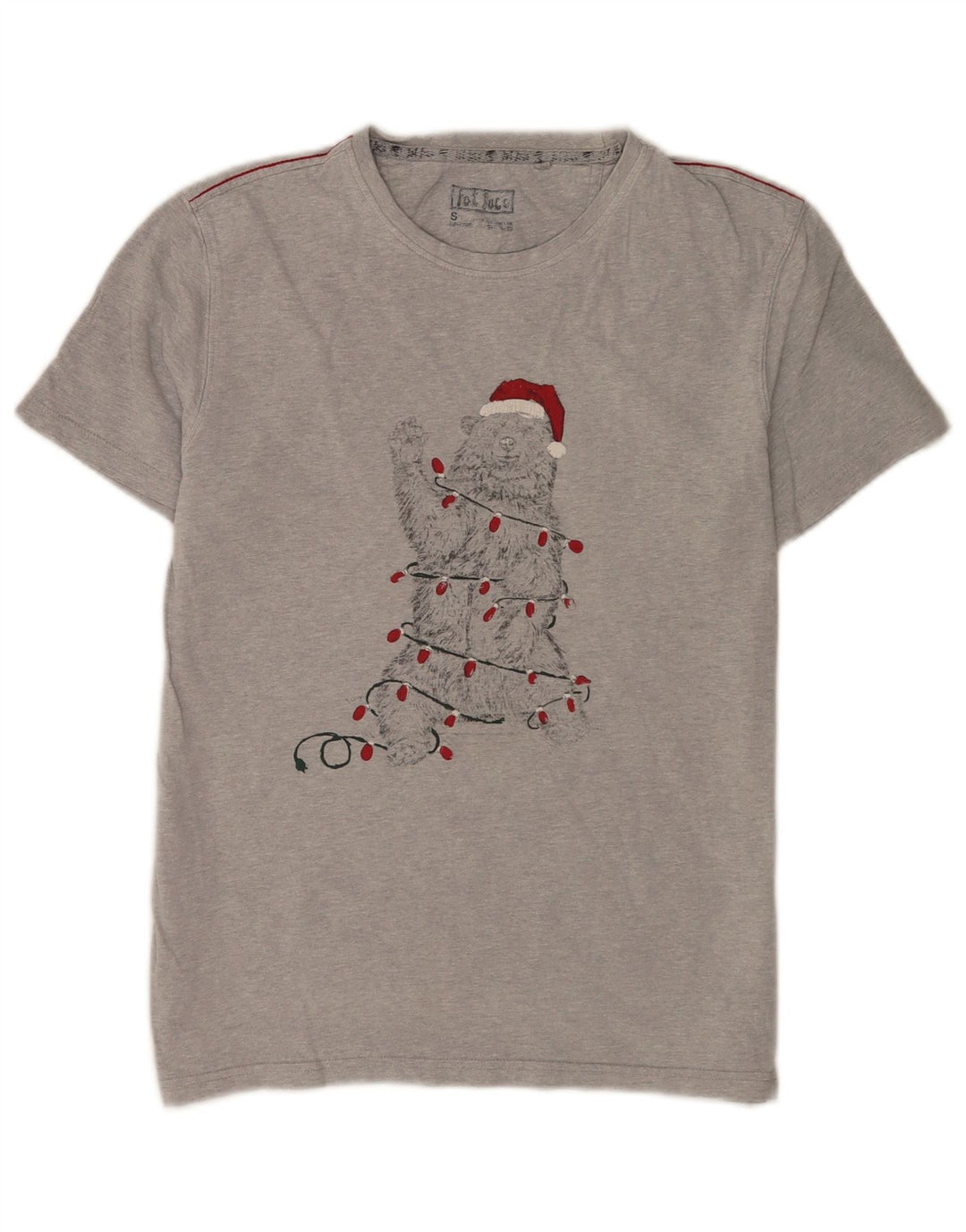 Fat Face Herren-T-Shirt mit Grafik, Größe S, grau gesprenkelte Baumwolle