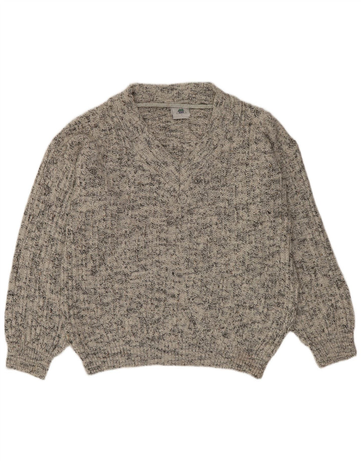 C&A Herren New Fast Pullover mit V-Ausschnitt Mittelgrau geflecktes Acryl