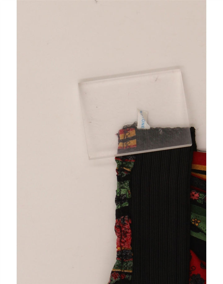 VINTAGE Damen-Rock in A-Linie mit hoher Taille, W24, XS, mehrfarbig, Blumenmuster, Baumwolle