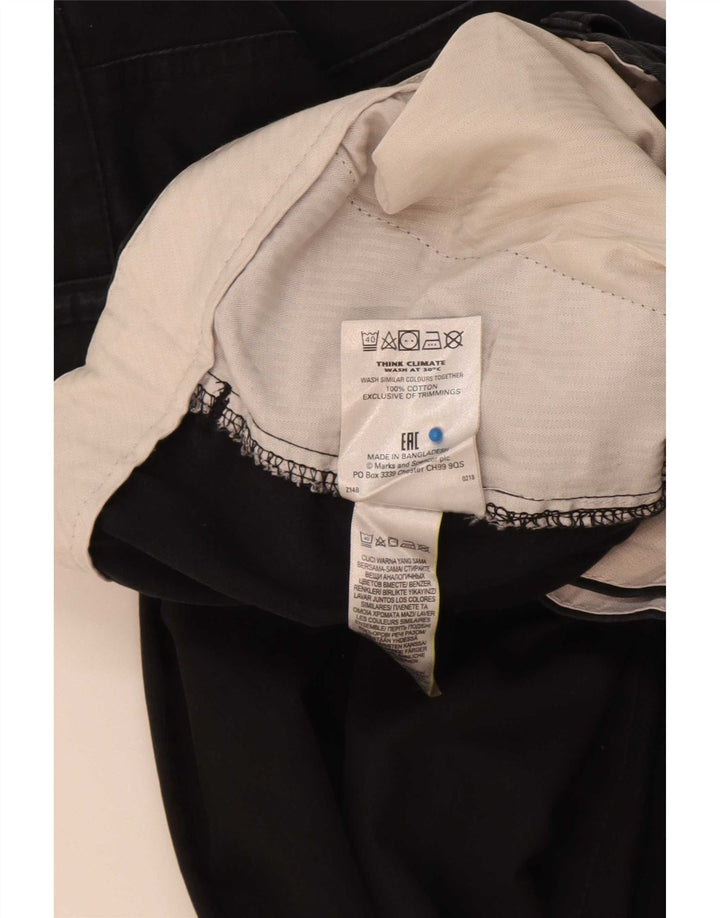 Marks & Spencer Herren gerade Chinohose W36 L33 schwarze Baumwolle