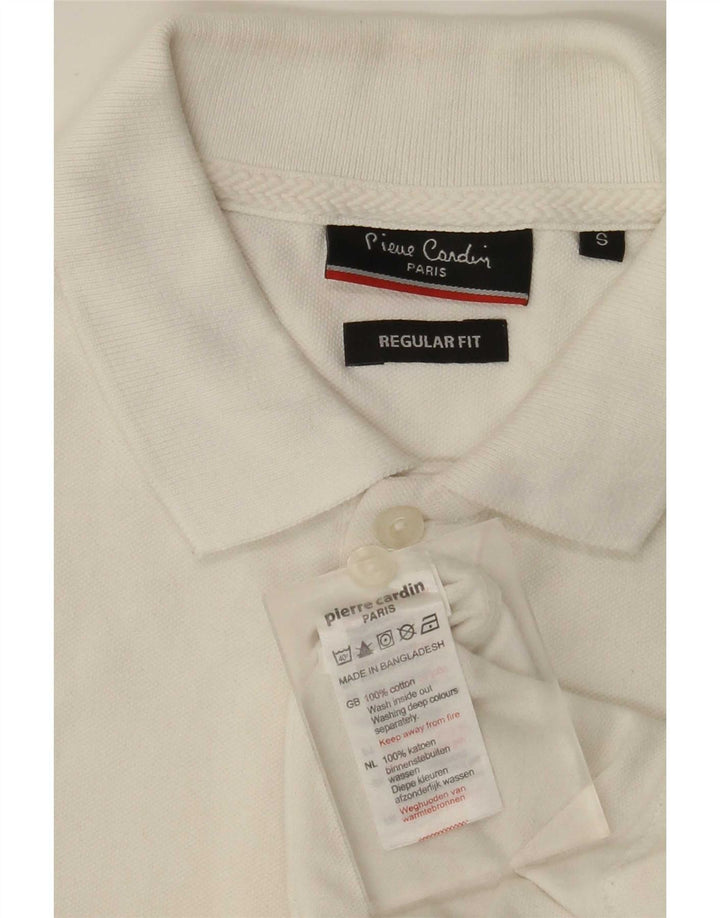 Pierre Cardin Herren-Poloshirt mit normaler Passform, Größe S, weiße Baumwolle