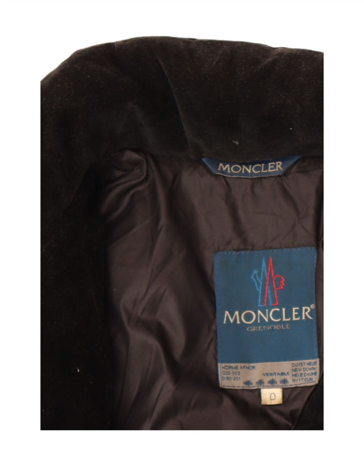 Moncler Damen übergroße, gepolsterte Samtjacke, Größe 0 XS, schwarze Baumwolle