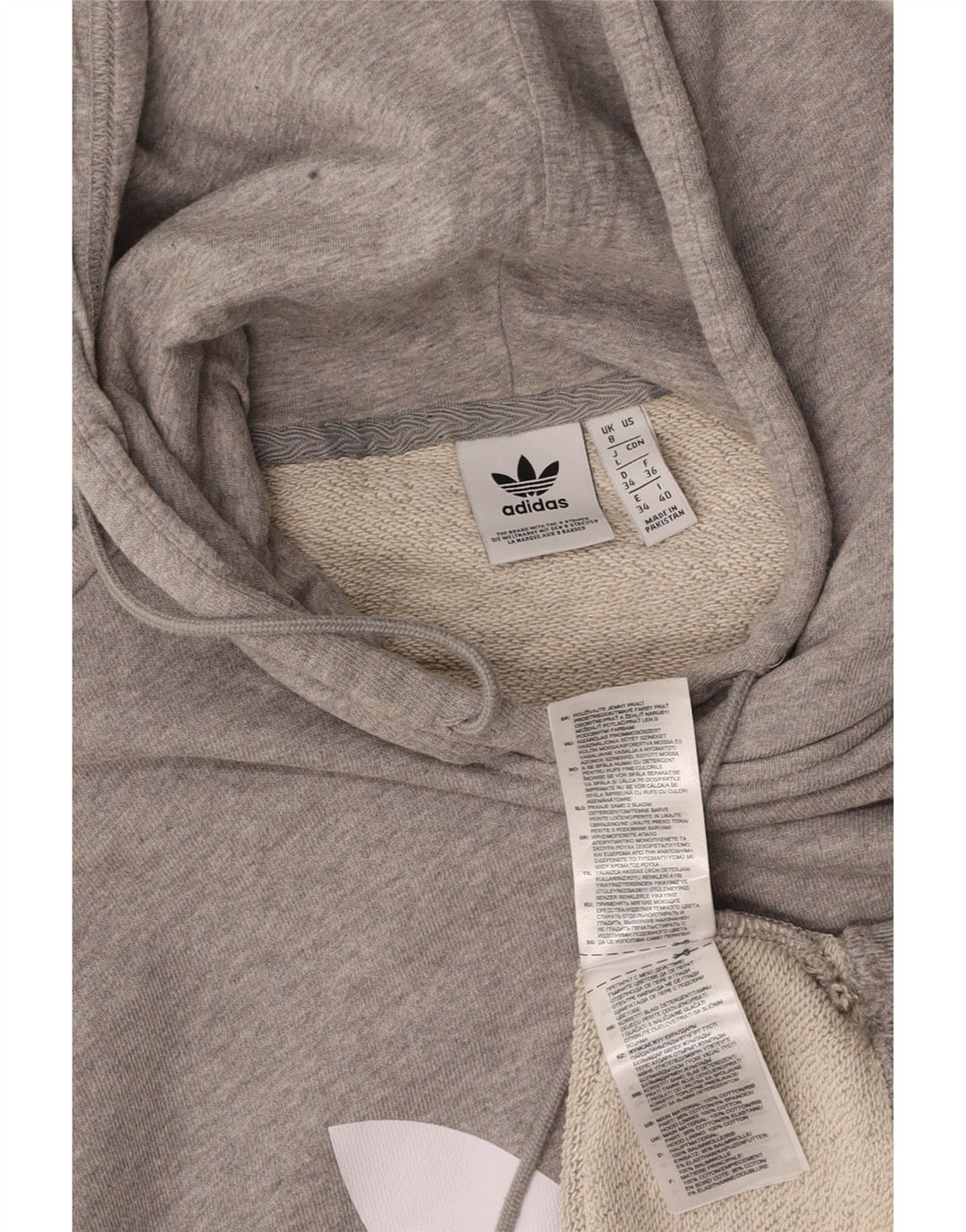 ADIDAS Damen-Pullover mit übergroßem grafischem Kapuzenpullover, Gr. 8, Größe S, Grau, Baumwolle