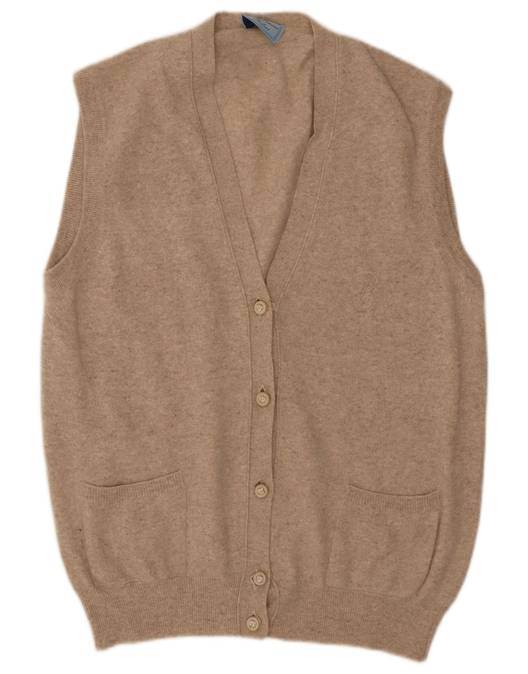 BLUMARINE Ärmelloser Damen-Cardigan-Pullover IT 46 Große beige Wolle