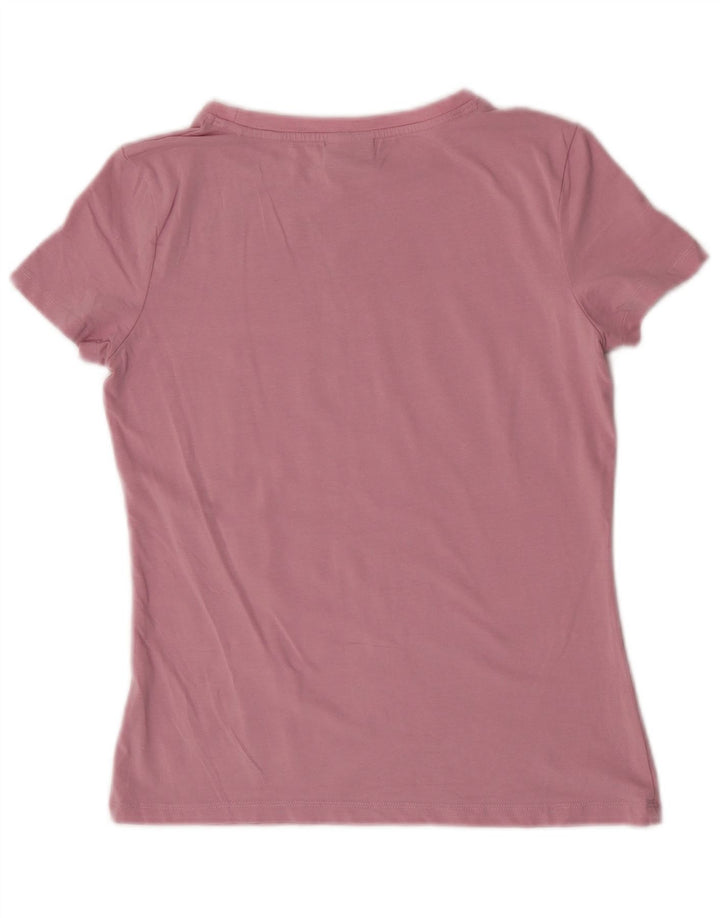 Guess Kurzarm-Grafik-T-Shirt für Damen, Größe 38, kleines rosa Logo